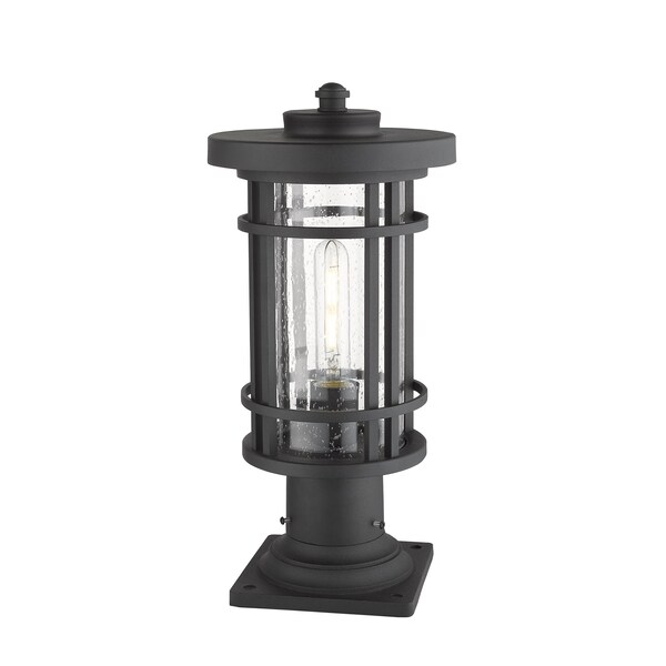 Jordan 1 Light Outdoor Pier Mounted Fixture, Black And Clear Seedy